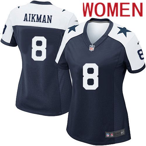 Women Dallas Cowboys 8 Troy Aikman Nike Navy Alternate Game Team NFL Jersey